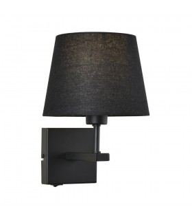Modern Bedside Lamp Black Matt 1 Light  with Black, Round Shade, E27 - 1