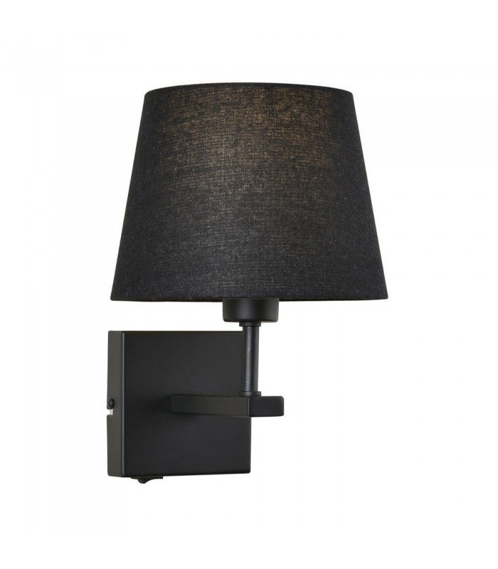 Modern Bedside Lamp Black Matt 1 Light  with Black, Round Shade, E27 - 1