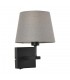 Modern Bedside Lamp Black Matt 1 Light  with Gray, Round Shade, E27 - 1