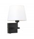 Modern Bedside Lamp Black Matt 1 Light  with White, Round Shade, E27 - 1