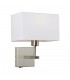 Modern Bedside Lamp Nickel 1 Light  with White, Rectangular Shade, E27 - 1