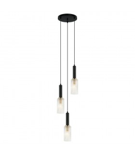 Modern Hanging Pendant Black, Gold 3 Light , E14 - 1