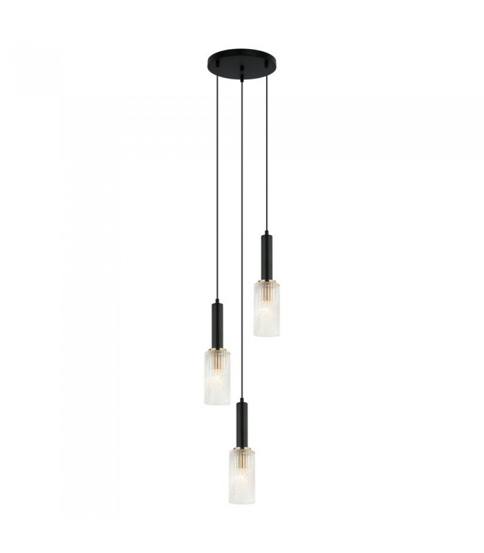 Modern Hanging Pendant Black, Gold 3 Light , E14 - 1
