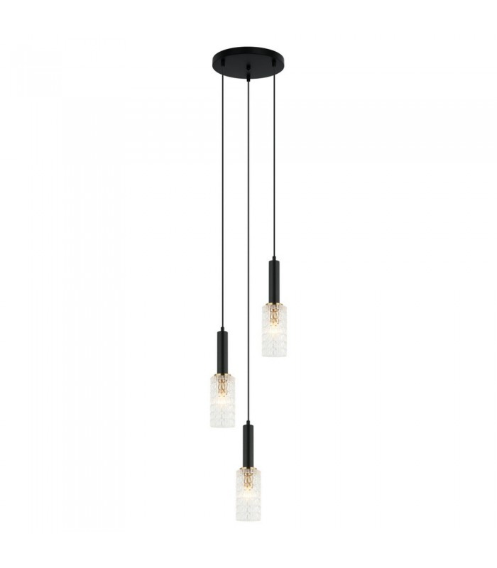 Modern Hanging Pendant Black, Gold 3 Light , E14 - 1