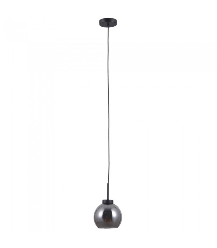 Scandinavian Hanging Pendant Black Matt 1 Light  with Smoky Shade, E27 - 2
