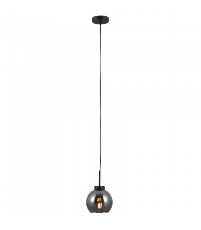 Scandinavian Hanging Pendant Black Matt 1 Light  with Smoky Shade, E27 - 3