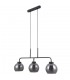 Scandinavian Hanging Pendant Black Matt 3 Light  with Smoky Shade, E27 - 1