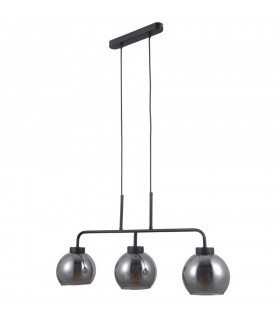 Scandinavian Hanging Pendant Black Matt 3 Light  with Smoky Shade, E27 - 1