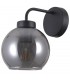 Scandinavian Wall Lamp Black Matt 1 Light  with Smoky Shade, E27 - 1
