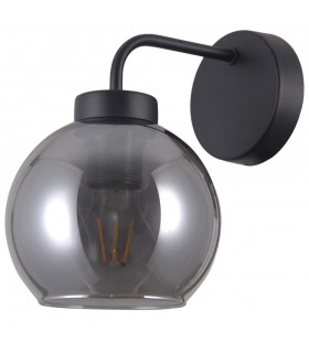 Scandinavian Wall Lamp Black Matt 1 Light  with Smoky Shade, E27 - 1