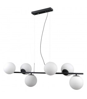 Modern Hanging Pendant Black 6 Light  with White Shade, G9 - 1