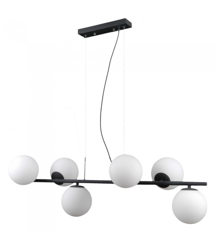 Modern Hanging Pendant Black 6 Light  with White Shade, G9 - 1