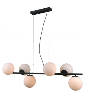 Modern Hanging Pendant Black 6 Light  with White Shade, G9 - 2
