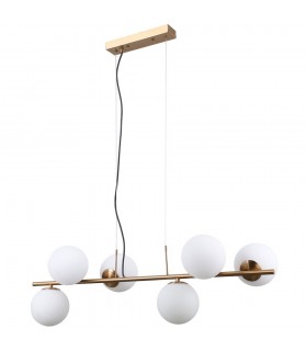 Modern Hanging Pendant Golden 6 Light  with White Shade, G9 - 1
