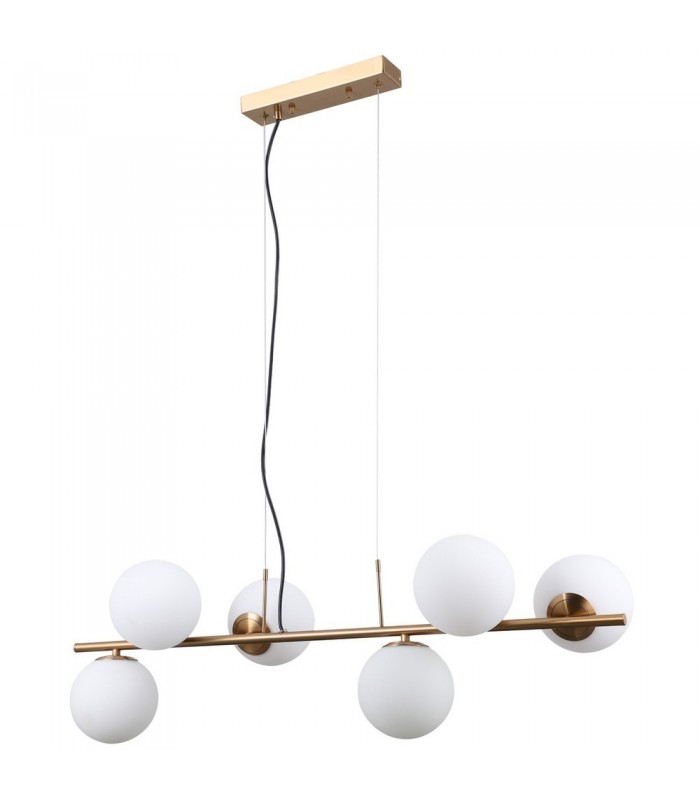 Modern Hanging Pendant Golden 6 Light  with White Shade, G9 - 1