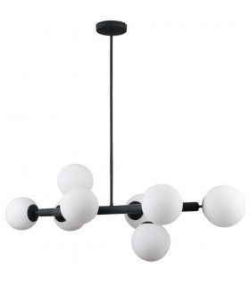 Modern Hanging Pendant Black 8 Light  with White Shade, G9 - 1