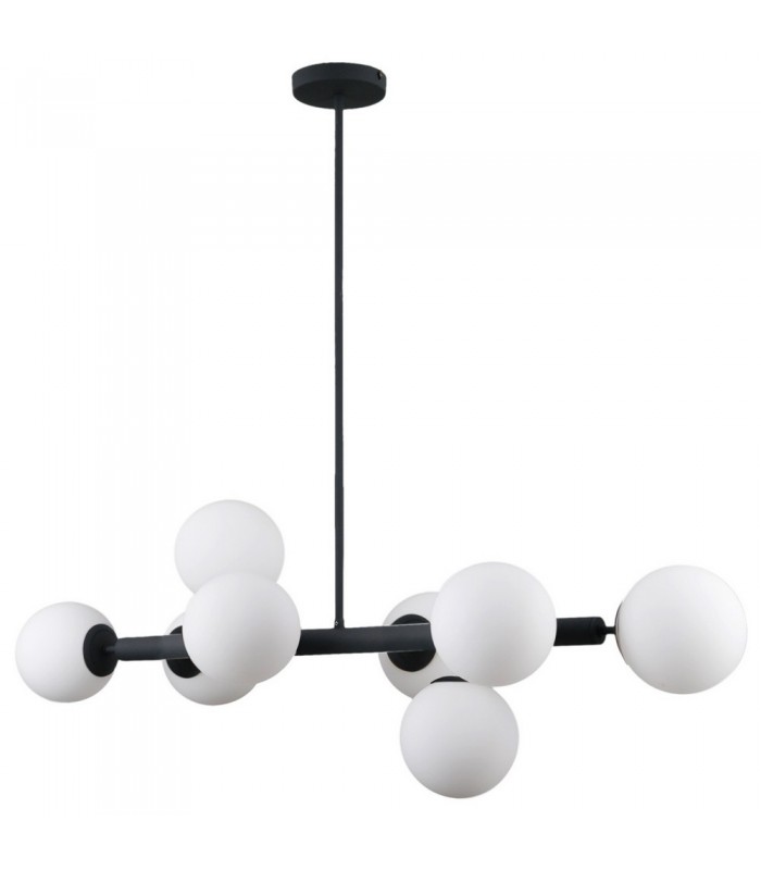 Modern Hanging Pendant Black 8 Light  with White Shade, G9 - 1