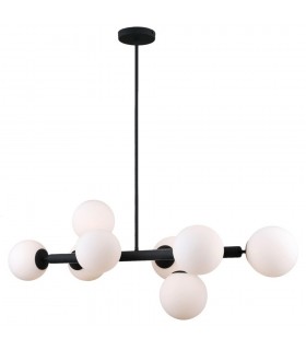 Modern Hanging Pendant Black 8 Light  with White Shade, G9 - 2