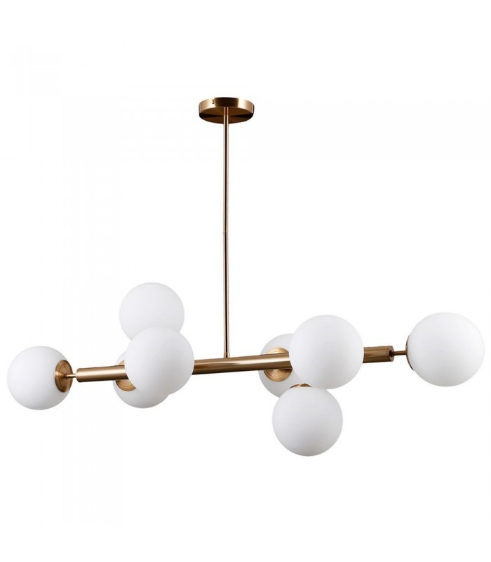 Modern Hanging Pendant Golden 8 Light  with White Shade, G9 - 1