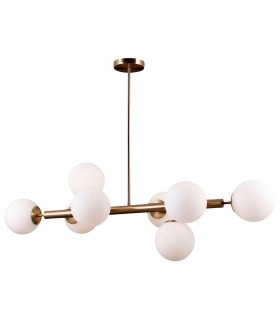 Modern Hanging Pendant Golden 8 Light  with White Shade, G9 - 2