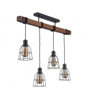 Industrial And Retro Hanging Pendant Black Matt 4 Light , E27 - 1
