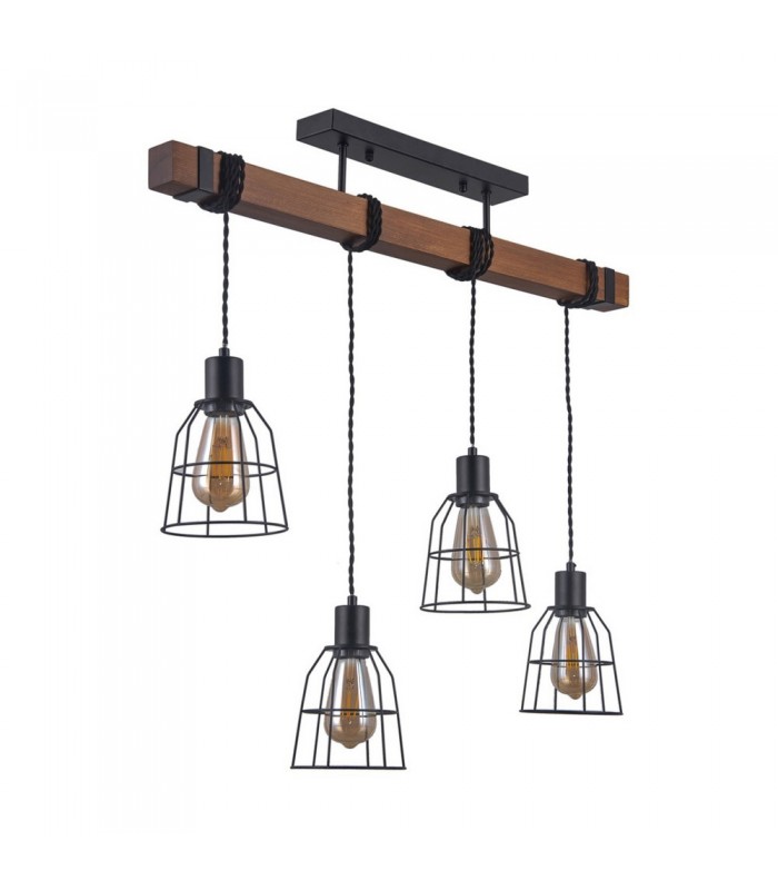 Industrial And Retro Hanging Pendant Black Matt 4 Light , E27 - 1