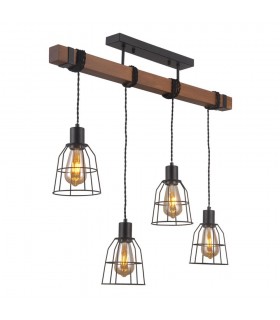 Industrial And Retro Hanging Pendant Black Matt 4 Light , E27 - 2