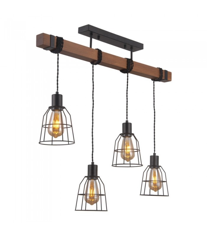 Industrial And Retro Hanging Pendant Black Matt 4 Light , E27 - 2