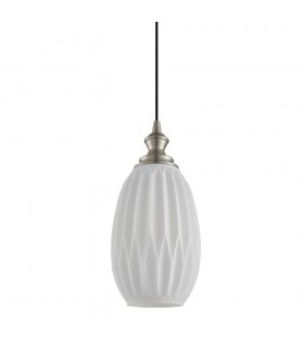 Modern Hanging Pendant Satin Nickel 1 Light  with Clear Shade, E27 Dimmable - 1