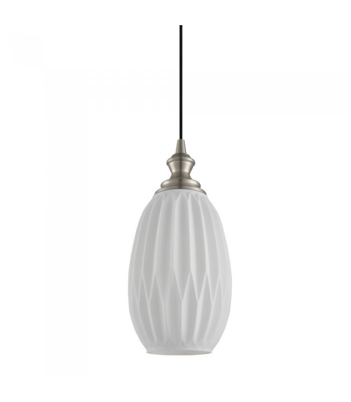 Modern Hanging Pendant Satin Nickel 1 Light  with Clear Shade, E27 Dimmable - 1