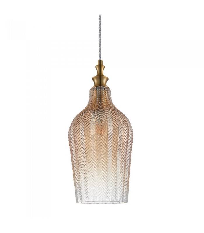 Modern Hanging Pendant Brass 1 Light  with Champagne Shade, E27 Dimmable - 1