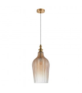 Modern Hanging Pendant Brass 1 Light  with Champagne Shade, E27 Dimmable - 2