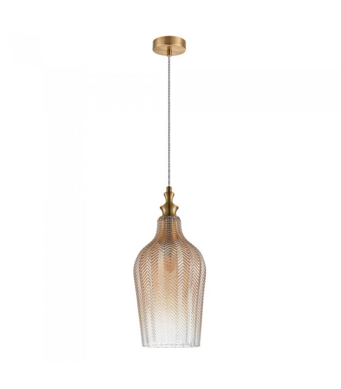 Modern Hanging Pendant Brass 1 Light  with Champagne Shade, E27 Dimmable - 2