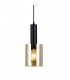 Modern Hanging Pendant Black 1 Light  with Amber Shade, E27 - 1