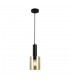 Modern Hanging Pendant Black 1 Light  with Amber Shade, E27 - 2