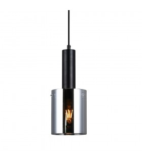Modern Hanging Pendant Black 1 Light  with Glass, Smoky Shade, E27 - 1