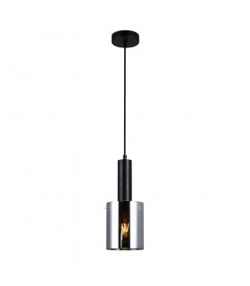 Modern Hanging Pendant Black 1 Light  with Glass, Smoky Shade, E27 - 2