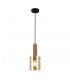 Modern Hanging Pendant Brass 1 Light  with Amber Shade, E27 - 2