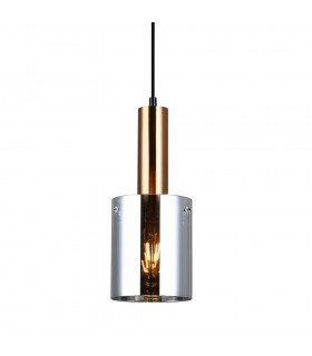 Modern Hanging Pendant Brass 1 Light  with Glass, Smoky Shade, E27 - 1