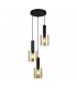 Modern Hanging Pendant Black 3 Light  with Amber Shade, E27 - 1