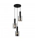 Modern Hanging Pendant Black 3 Light  with Glass, Smoky Shade, E27 - 1