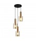 Modern Hanging Pendant Brass 3 Light  with Amber Shade, E27 - 1