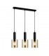 Modern Hanging Pendant Black 3 Light  with Amber Shade, E27 - 1