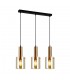 Modern Hanging Pendant Brass 3 Light  with Amber Shade, E27 - 1