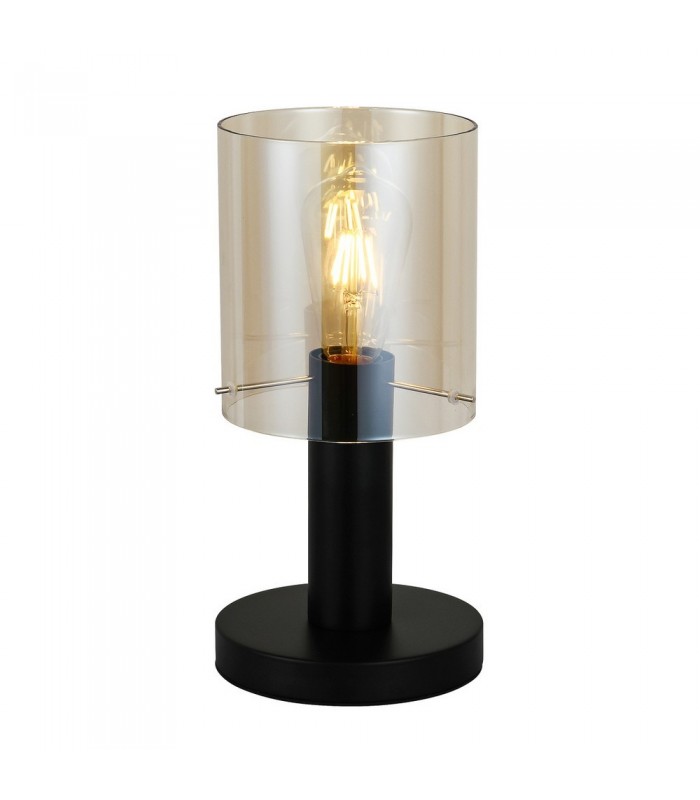 Modern Table Lamp Black 1 Light  with Amber Shade, E27 - 1