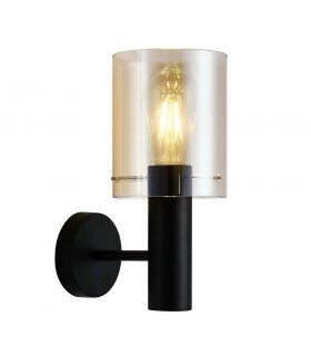 Modern Wall Lamp Black 1 Light  with Amber Shade, E27 - 1
