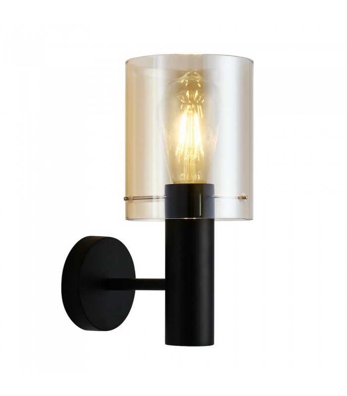 Modern Wall Lamp Black 1 Light  with Amber Shade, E27 - 1
