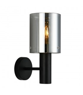 Modern Wall Lamp Black 1 Light  with Smoky Shade, E27 - 1