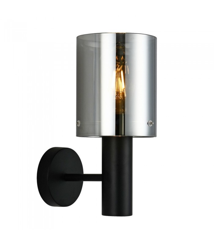Modern Wall Lamp Black 1 Light  with Smoky Shade, E27 - 1