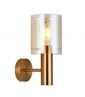 Modern Wall Lamp Brass 1 Light  with Amber Shade, E27 - 1